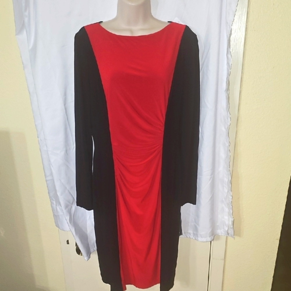 American Living Red and Black Long Sleeve Dress